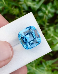 Swiss Blue Topaz, 11.5 Ct Natural Swiss Blue Topaz, Loose Gemstone, Cushion Cut, Ring Size Jewelry Making Topaz, Loupe Clean Topaz