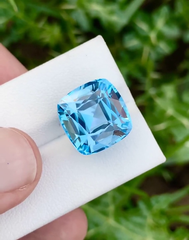 Swiss Blue Topaz, 11.5 Ct Natural Swiss Blue Topaz, Loose Gemstone, Cushion Cut, Ring Size Jewelry Making Topaz, Loupe Clean Topaz